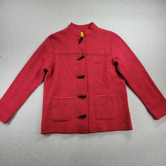 Ruby Rd Womens Jacket Size S Red Wool Patch Pockets Chinese Traditional Style - Picture 1 of 9